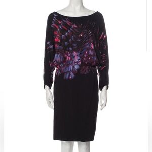 Vivienne Tam Black Abstract Print Blouson Y2K Dress